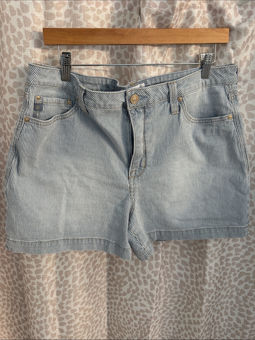 Seven7 Light Blue Pinstripe Jean Shorts